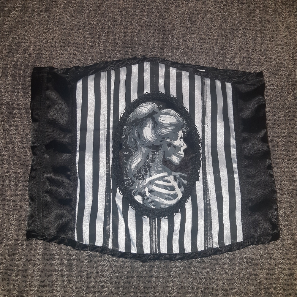Black and White Victorian Skeleton Corset Size Small